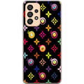 Pikkukuva 1 / 3: Yhteensopiva Puhelinkuori Samsung Galaxy A33 5G Värikäs kuvio, jossa on geometrisia symboleja ja silmiä mustalla taustalla, pop art -design