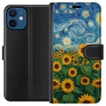 Miniatyrbillede 1 af 3: Kompatibel Tegnebogsetui til Apple iPhone 12 Solsikkemarkskunst – Van Gogh-inspireret maleri med stjerneklar himmel