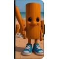 Miniatyrbillede 3 af 3: Kompatibel Tegnebogsetui til OnePlus 9 Pro Italian Brainrot strandmotiv – Træfigur med blå sko og baseballbat-plakat