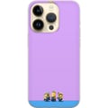 Pikkukuva 1 / 3: Yhteensopiva Puhelinkuori Apple iPhone 14 Pro Minions-kuvitus violetilla ja sinisellä taustalla, humoristinen elokuvateema hauskojen hahmojen ystävil