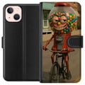 Pikkukuva 1 / 3: Yhteensopiva Lompakkokotelo Apple iPhone 13 mini Italian Brainrot -kuvitus – Hauska karkkiautomaatti pyöräilee retrotyylissä