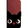 Miniatyrbild 3 av 3: Kompatibelt Plånboksfodral till OnePlus 9 Pro Minimalistisk svart katt med stora ögon – charmigt djurmotiv i modern grafisk stil