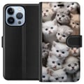 Miniatyrbillede 1 af 4: Kompatibel Tegnebogsetui til Apple iPhone 13 Pro Katte