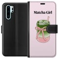 Miniatyrbild 1 av 3: Kompatibelt Plånboksfodral till Huawei P30 Pro Matcha Girl illustration – Kawaii te-inspirerad design med rosa rosett