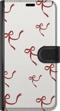 Miniatyrbild 3 av 3: Kompatibelt Plånboksfodral till Samsung Galaxy S21+ 5G Elegant Red Ribbon Pattern med röda sidenrosetter på ljus bakgrund för en romantisk och tidlös