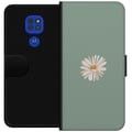 Miniatyrbillede 1 af 3: Kompatibel Tegnebogsetui til Motorola Moto G9 Play Grøn Minimalblomst - stilfuld blomst på grøn baggrund