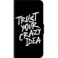 Miniatyrbilde 2 av 2: Kompatibelt Lommeboketui til Samsung Galaxy A03s Svart-hvitt tekstdesign med budskapet Trust Your Crazy Idea i kraftfull penselstil som inspirerer ti