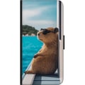 Miniatyrbild 2 av 2: Kompatibelt Plånboksfodral till Samsung Galaxy A20s Kapybara vid havet med solglasögon humoristisk charmig design med avslappnad semesterkänsla