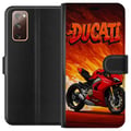 Miniatyrbild 1 av 3: Kompatibelt Plånboksfodral till Samsung Galaxy S20 FE Ducati röd sportmotorcykel mot eld bakgrund fartfyllt motiv för motorälskare