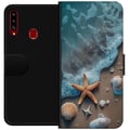 Miniatyrbild 1 av 2: Kompatibelt Plånboksfodral till Samsung Galaxy A20s Sjöstjärna och snäckor stranddesign med lugna vågor hav och sand inspirerad av semesterkänsla nat