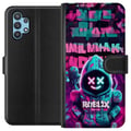 Miniatyrbillede 1 af 3: Kompatibel Tegnebogsetui til Samsung Galaxy A32 5G Neon Gamer coolt spilmotiv med hætte, neonlys og futuristisk gamingstil