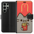 Miniatyrbilde 1 av 3: Kompatibelt Lommeboketui til Samsung Galaxy S23 Ultra Søt Pusheen-lignende katt med pommes frites i McDonald’s-stil – humoristisk og sjarmerende moti