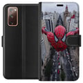 Miniatyrbillede 1 af 3: Kompatibel Tegnebogsetui til Samsung Galaxy S20 FE Spiderman over byen Marvel-superhelt action bysilhuet svingende dynamisk tegneserieheltemotiv plak