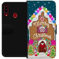 Miniatyrbild 1 av 2: Kompatibelt Plånboksfodral till Samsung Galaxy A20s Charmigt pepparkakshus med färgglada godisar snödetaljer och Merry Christmas text ett mysigt moti