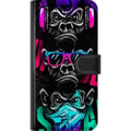 Miniatyrbild 3 av 3: Kompatibelt Plånboksfodral till Samsung Galaxy A40 Tre apor konst – Graffitiinspirerat neonmotiv ser inget hör inget säger inget