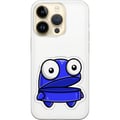 Pikkukuva 1 / 3: Yhteensopiva Puhelinkuori Apple iPhone 14 Pro Sininen piirroshahmo, jolla on avoin ilme ja suuret silmät hauskassa ja kepeässä kuvituksessa