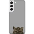 Miniatyrbild 1 av 3: Kompatibelt Mobilskal till Samsung Galaxy S22 5G Grå Kattblick – stilren kattdesign med grå bakgrund