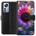 Pikkukuva 1 / 3: Yhteensopiva Lompakkokotelo Xiaomi 12 Pro Hohtava irisoiva kukka vaaleanpunaisen, violetin ja kullan sävyissä pehmeää bokehia ja valokimallusta vaste