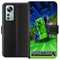 Miniatyrbild 1 av 3: Kompatibelt Plånboksfodral till Xiaomi 12 Minecraft Creeper mobilskal i klassisk grön pixelstil