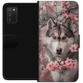 Miniatyrbilde 1 av 2: Kompatibelt Lommeboketui til Samsung Galaxy A03s Siberian Husky plakat hund blå øyne kirsebærblomster hund ulv natur dyr blomster søt retro design