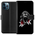 Miniatyrbild 1 av 3: Kompatibelt Plånboksfodral till Apple iPhone 12 Pro 67 meme horror face black red – skräckinspirerad viral 6-7 design med stark kontrast och ikoniskt