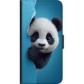 Miniatyrbild 2 av 2: Kompatibelt Plånboksfodral till Samsung Galaxy A20s Söt panda som tittar fram genom papper i mjuk 3D-illustration