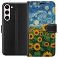 Pikkukuva 1 / 3: Yhteensopiva Lompakkokotelo Samsung Galaxy S23+ Auringonkukkapeltotaide – Van Goghin inspiroima maalaus tähtikirkkaalla taivaalla
