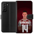 Miniatyrbild 1 av 3: Kompatibelt Plånboksfodral till Samsung Galaxy S21+ 5G Viktor Gyökeres Arsenal 14 Fotbollsinspirerad design med Gyökeres i röd matchtröja nummer 14