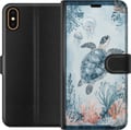 Miniatyrbillede 1 af 3: Kompatibel Tegnebogsetui til Apple iPhone X Akvarellskildpadde i et roligt blåt hav blandt koraller og svævende vandmænd