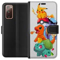 Miniatyrbillede 1 af 3: Kompatibel Tegnebogsetui til Samsung Galaxy S20 FE Pokémon Pikachu Charmander Squirtle Bulbasaur – farverig Pokémon-stakillustration med fire populær