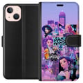 Pikkukuva 1 / 3: Yhteensopiva Lompakkokotelo Apple iPhone 13 mini KPop Demon Hunters -syntymäpäiväaihe, jossa KPop-hahmot ovat neonvaloissa ja värikkäässä juhlateemas
