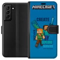Miniatyrbild 1 av 3: Kompatibelt Plånboksfodral till Samsung Galaxy S21+ 5G Minecraft Caves