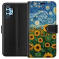 Miniatyrbilde 1 av 3: Kompatibelt Lommeboketui til Samsung Galaxy A32 5G Solsikkefelt kunst – Van Gogh-inspirert maleri med stjerneklar himmel