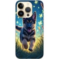 Miniatyrbillede 1 af 3: Kompatibel Mobilcover til Apple iPhone 14 Pro Hvalp schæferhund hund plakat hund hvalp løber eng sommerfugle sød dyreillustration natkunst