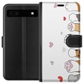 Pikkukuva 1 / 3: Yhteensopiva Lompakkokotelo Google Pixel 6a Suloiset kissantassut, joissa on sydämiä valkoisella taustalla, minimalistinen kawaii-aihe eläinten ystäv