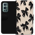 Miniatyrbillede 1 af 3: Kompatibel Tegnebogsetui til OnePlus 9 Pro Sorte rosetter på beige baggrund, elegant tidløst design med bløde kontraster og en luksuriøs følelse
