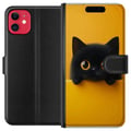 Miniatyrbilde 1 av 3: Kompatibelt Lommeboketui til Apple iPhone 11 Svart katt som kikker opp over kanten – ren og trendy illustrasjon med et lekent uttrykk og store øyne