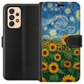 Miniatyrbilde 1 av 3: Kompatibelt Lommeboketui til Samsung Galaxy A53 5G Solsikkefelt kunst – Van Gogh-inspirert maleri med stjerneklar himmel