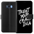 Miniatyrbillede 1 af 3: Kompatibel Tegnebogsetui til Samsung Galaxy S8 Sort-hvidt tekstdesign med budskabet Trust Your Crazy Idea i kraftfuld penselstil, der inspirerer til