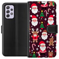 Miniatyrbilde 1 av 3: Kompatibelt Lommeboketui til Samsung Galaxy A52s 5G Merry Squad julemønster med nisser, reinsdyr og pepperkaker, søt vinterdesign i tegneseriestil