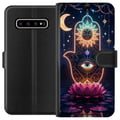 Miniatyrbild 1 av 3: Kompatibelt Plånboksfodral till Samsung Galaxy S10+ Symbolisk handillustration med öga, blomma och ljus