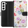 Miniatyrbild 1 av 3: Kompatibelt Plånboksfodral till Samsung Galaxy S22+ 5G Blommigt mönster med handmålade blommor, fjärilar och insekter i romantisk skandinavisk stil,