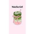 Miniatyrbillede 4 af 4: Kompatibel Tegnebogsetui til Apple iPhone 13 Pro Matcha Girl-illustration – kawaii-inspireret te-design med lyserød sløjfe