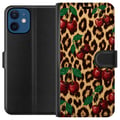 Miniatyrbilde 1 av 3: Kompatibelt Lommeboketui til Apple iPhone 12 Kirsebær leopardmønster kirsebær retro rockabilly pinupstil kirsebærtrykk leopardbakgrunn motekunst