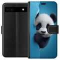 Pikkukuva 1 / 3: Yhteensopiva Lompakkokotelo Google Pixel 6a Suloinen panda kurkistaa paperin läpi pehmeässä 3D-kuvituksessa