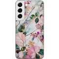 Miniatyrbilde 1 av 3: Kompatibelt Mobildeksel til Samsung Galaxy S22 5G Pastellmarmor med blomster, blader og subtile gylne detaljer i en myk komposisjon