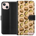 Pikkukuva 1 / 3: Yhteensopiva Lompakkokotelo Apple iPhone 13 mini Värikäs sarjakuvamainen design hampurilaisilla, tacoilla, sulatetulla juustolla, salaatilla, rapeill