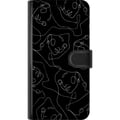 Pikkukuva 3 / 3: Yhteensopiva Lompakkokotelo Samsung Galaxy S23 Abstraktit kasvot valkoista viivataidetta tummalla taustalla moderni minimalistinen tyyli taiteen ystä