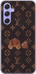 Miniatyrbild 1 av 3: Kompatibelt Mobilskal till Samsung Galaxy A54 Lyxigt monogrammönster med trasig nalle i mörk modeinspirerad estetik