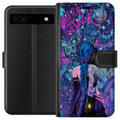 Pikkukuva 1 / 3: Yhteensopiva Lompakkokotelo Google Pixel 6a Värikäs graffiti-illustrasjon, jossa on sinihiuksinen hahmo urbaanissa neon-tyylissä ja luovaa energiaa
